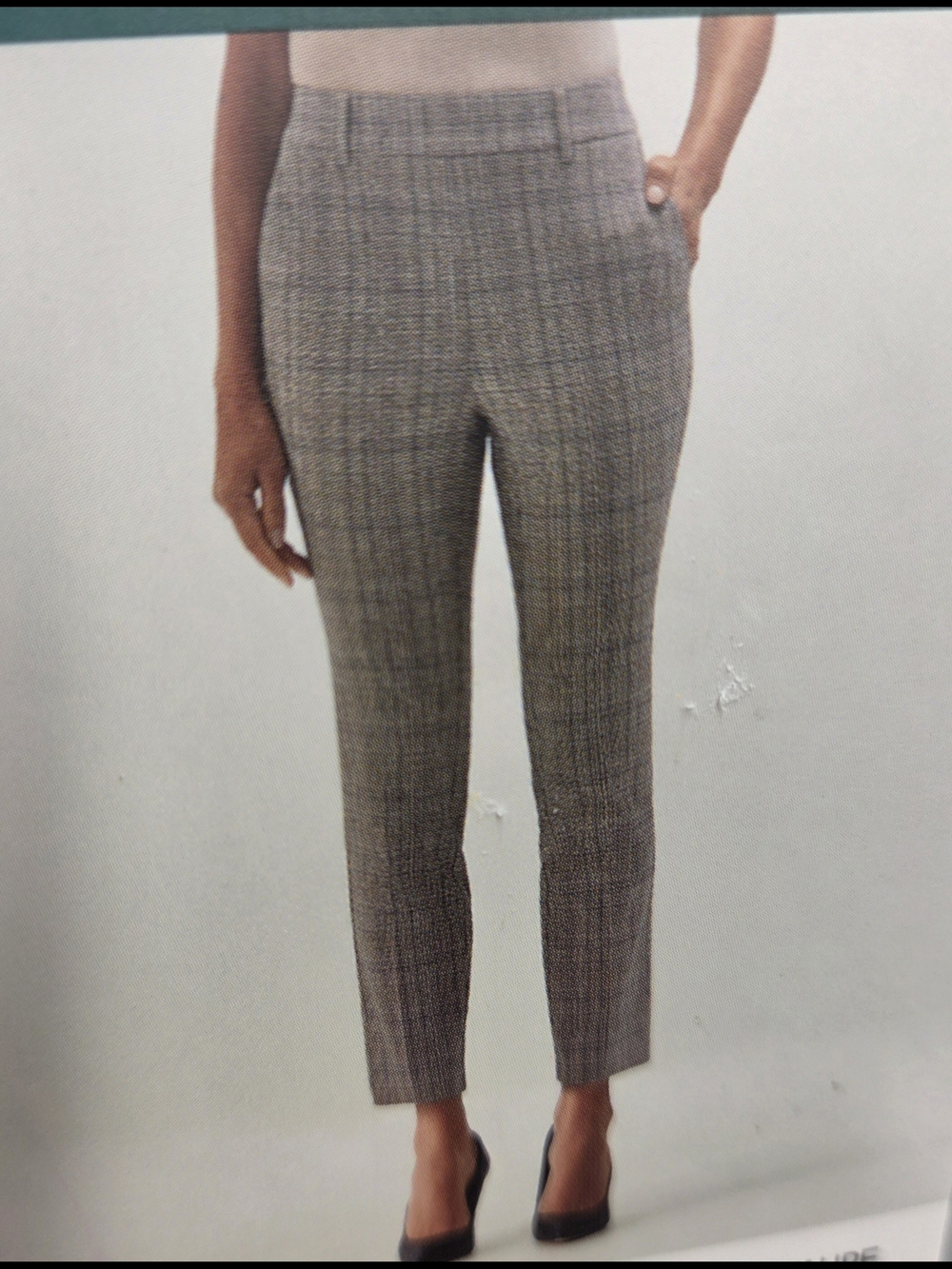 0467-69Rafaella Slim Plaid Ankle Pants in Gray